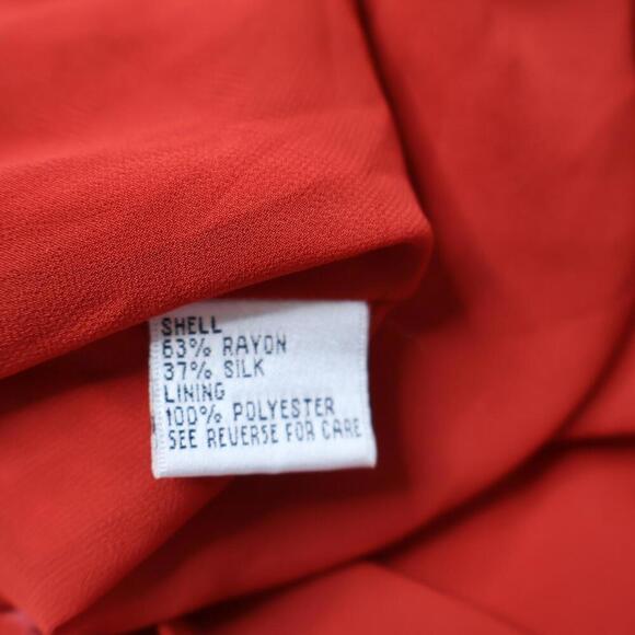 VTG Talbots Velvet Burnout Silk Blend Red Orange Top 22W Petite Groovy Swirl Art - Picture 5 of 7